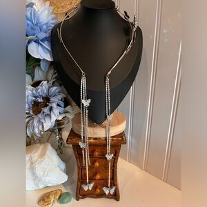 Butterfly Rhinestone Headband with Tassel Chain